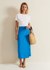 Hayden Linen Wrap Skirt Blue