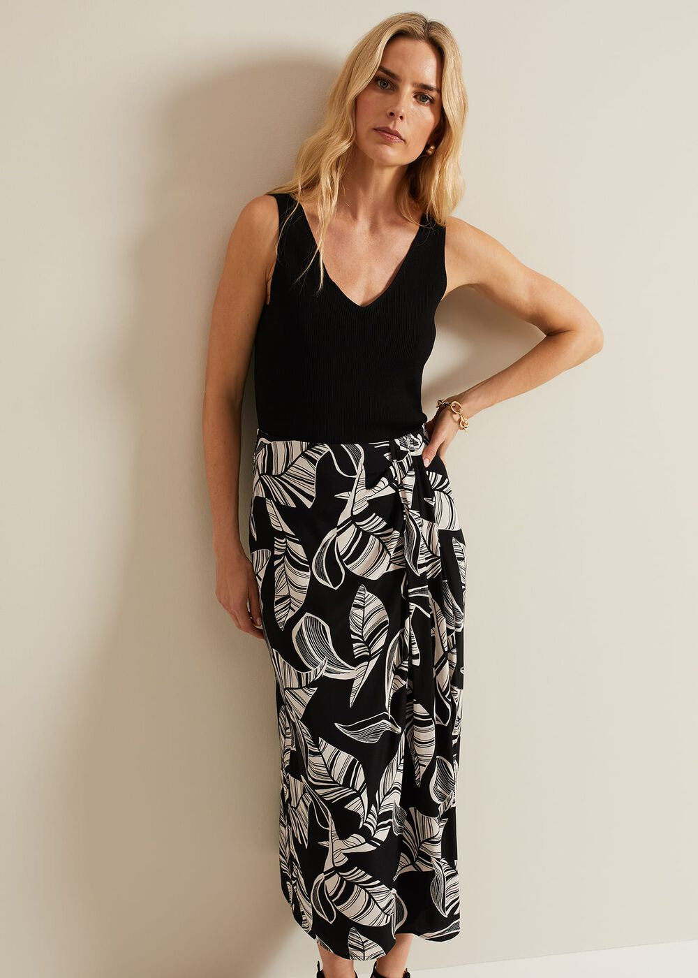 Ayana Printed Skirt Black/Ivory