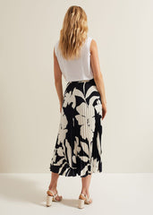Elmina Floral Pleated Skirt Navy/Ivory