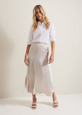 Ophelia Satin Midi Skirt Metallic