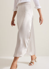Ophelia Satin Midi Skirt Metallic