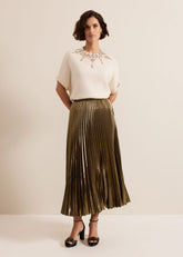 Dhalia Gold Foil Pleated Skirt Gold