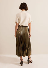 Dhalia Gold Foil Pleated Skirt Gold