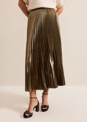 Dhalia Gold Foil Pleated Skirt Gold