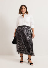 Zoe Metallic Pleated Skirt Metallic
