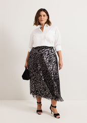 Zoe Metallic Pleated Skirt Metallic
