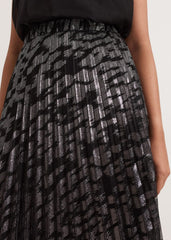 Petite Zoe Metallic Pleated Skirt Metallic