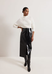 Tabby Black Vinyl Pu Pencil Skirt Black