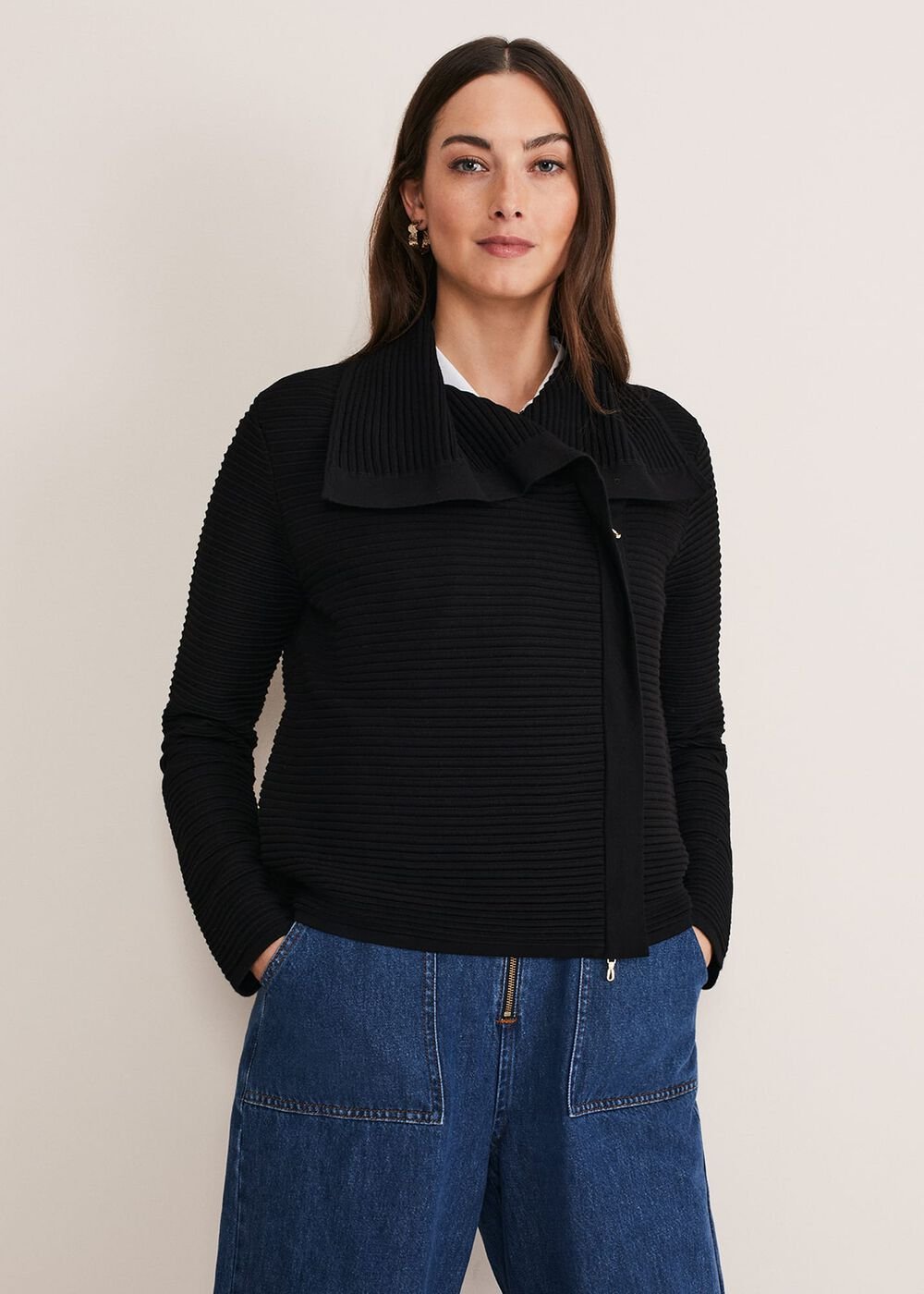 Wendy Ribbed Knit Jacket Black