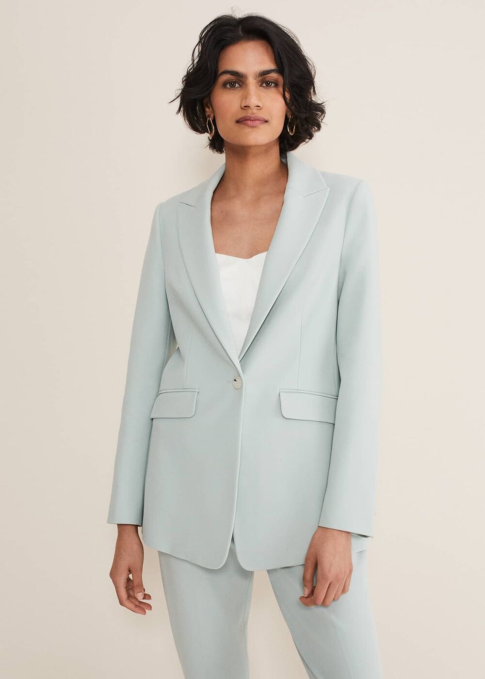Eira Blue Blazer Eau De Nil