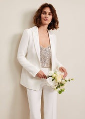 Beatriz White Satin Bridal Blazer Ivory