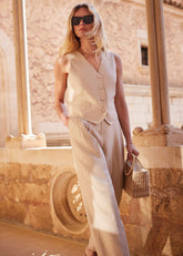 Addison Linen Waistcoat Stone