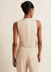 Addison Linen Waistcoat Stone