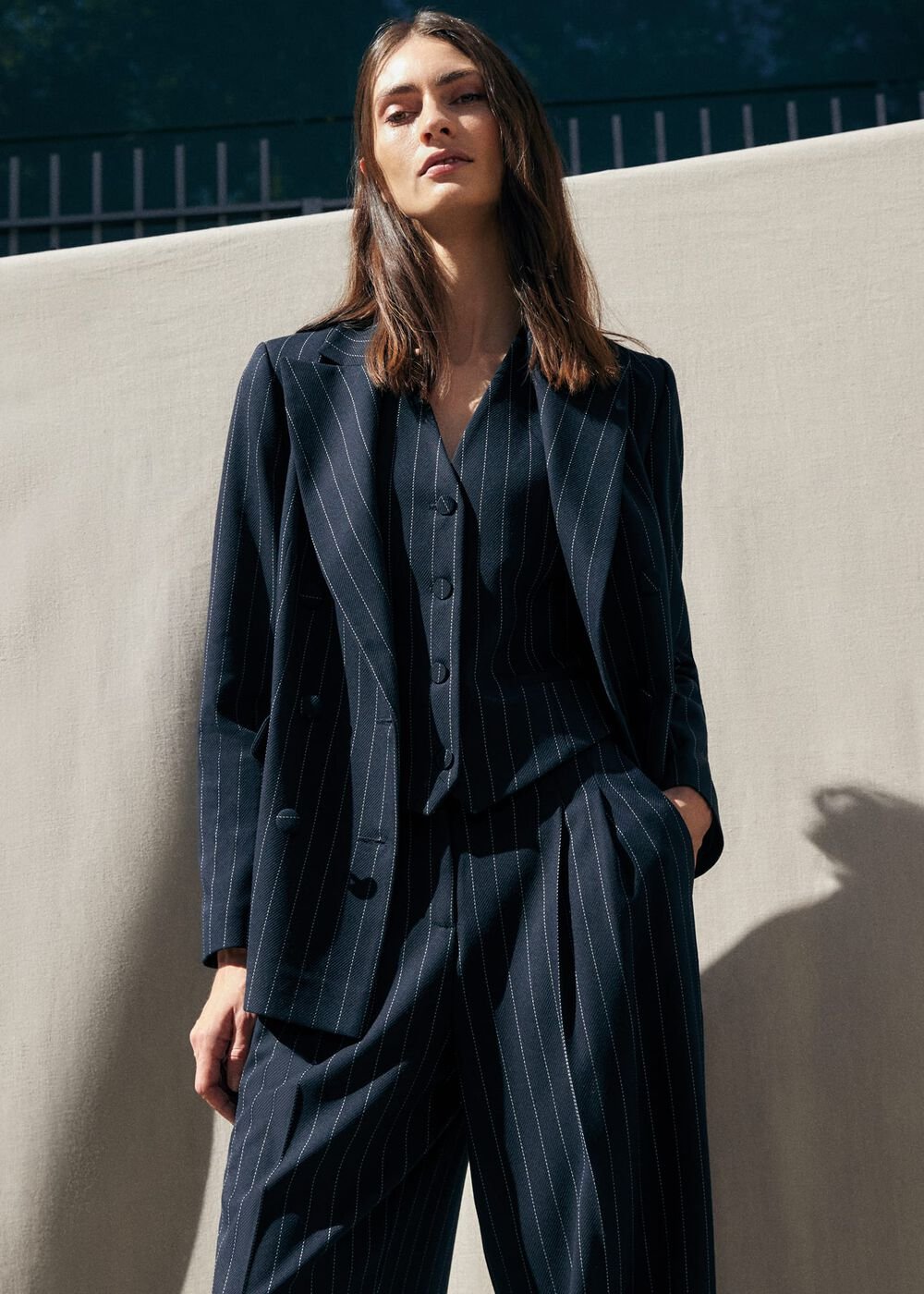 Pia Pinstripe Blazer Navy