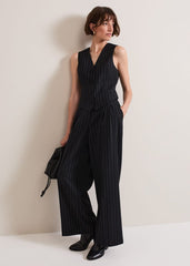 Pia Pinstripe Waistcoat Navy