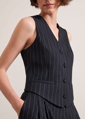 Pia Pinstripe Waistcoat Navy