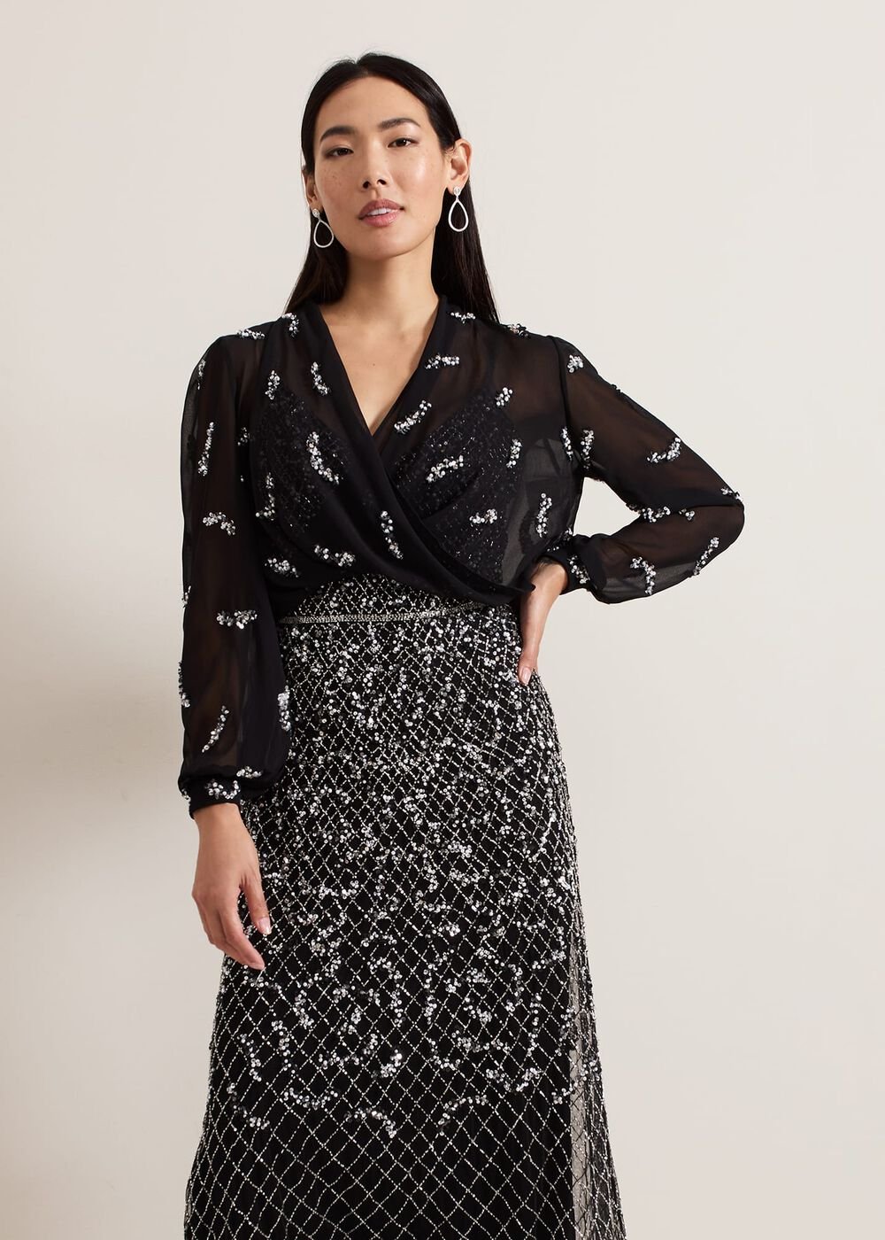 Annette Sequin Embellished Cover Up Black