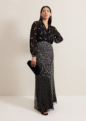 Annette Sequin Embellished Cover Up Black