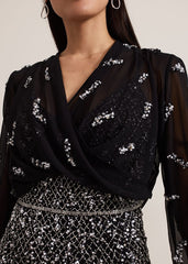 Annette Sequin Embellished Cover Up Black