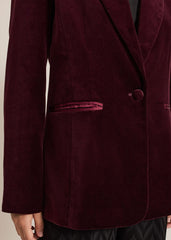 Bridie Wine Velvet Blazer Burgundy