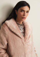 Meg Faux Fur Coat Luxe Pink