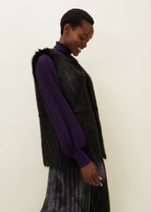 Ella Longline Reversible Faux Fur Gilet Black