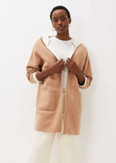 Jane Double Face Knit Coat Camel/Ivory