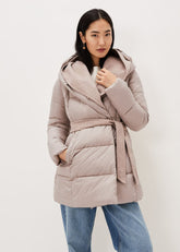 Brae Belted Puffer Knit Coat Mink