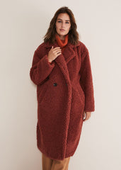 Libbie Longline Teddy Coat Rust