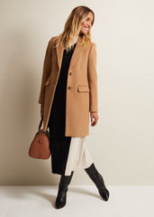 Lydia Blue Wool Smart Coat Camel
