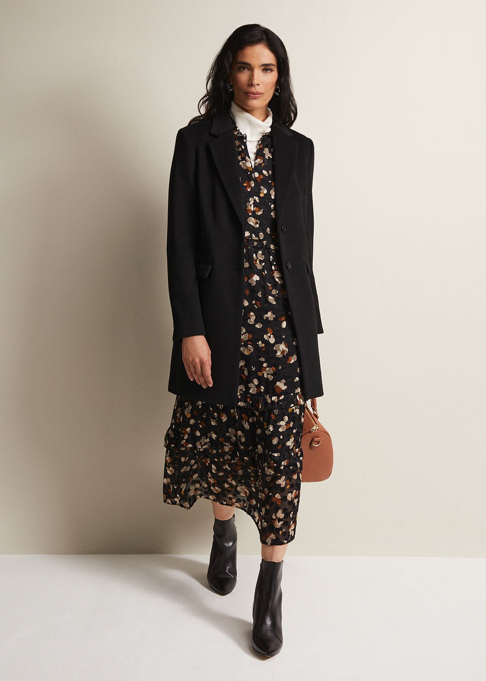 Lydia Blue Wool Smart Coat Black