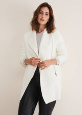 Fia Fluffy Zip Knit Coat Winter White