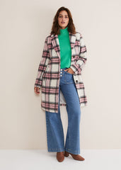 Catriona Checked Coat Multi/Pink
