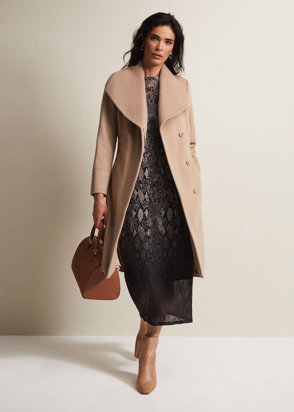 Nicci Wool Belted Coat Camel