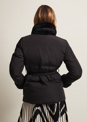 Nelle Black Faux Fur Short Puffer Coat Black