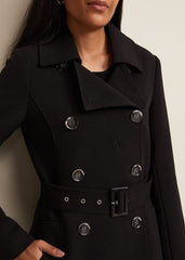 Petite Layana Black Smart Trench Coat Black