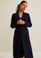 Petite Juliette Crepe Coat Navy