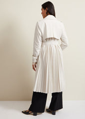 Eleanor Pleat Back Trench Coat Ivory