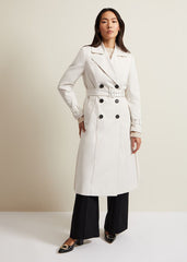 Eleanor Pleat Back Trench Coat Ivory