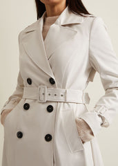 Eleanor Pleat Back Trench Coat Ivory