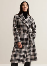 Cassie Check Wool Coat Black/Ivory