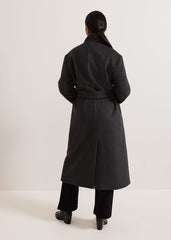Petite Paloma Funnel Neck Wool Coat Grey