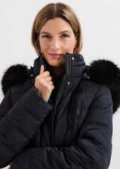 Dixie Long Fur Hood Puffer Black