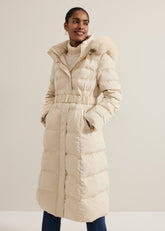 Dixie Long Fur Hood Puffer Ivory