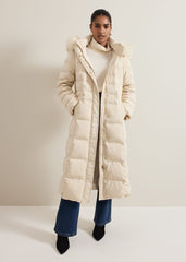 Dixie Long Fur Hood Puffer Ivory