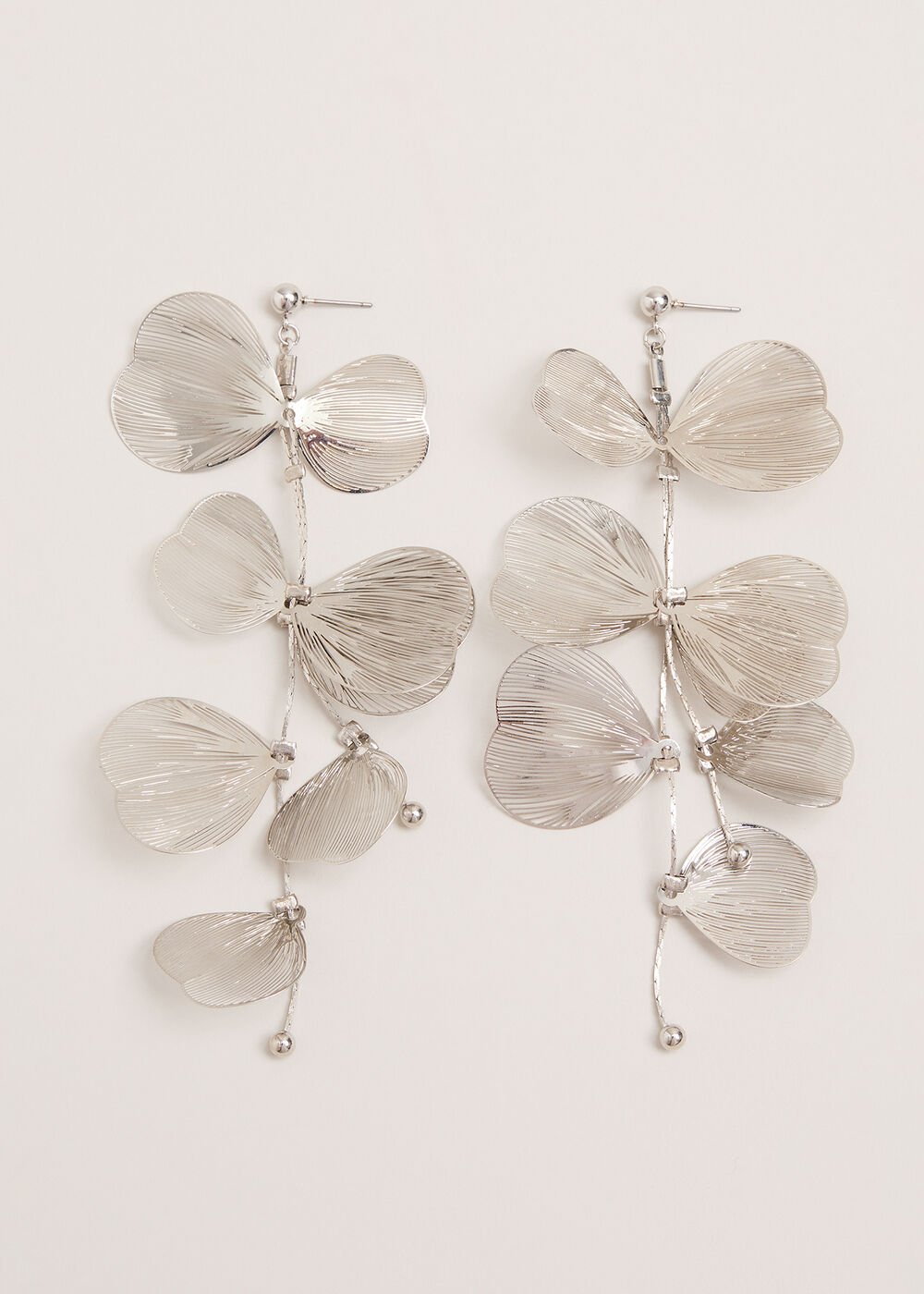 Petal Drop Earrings Silver