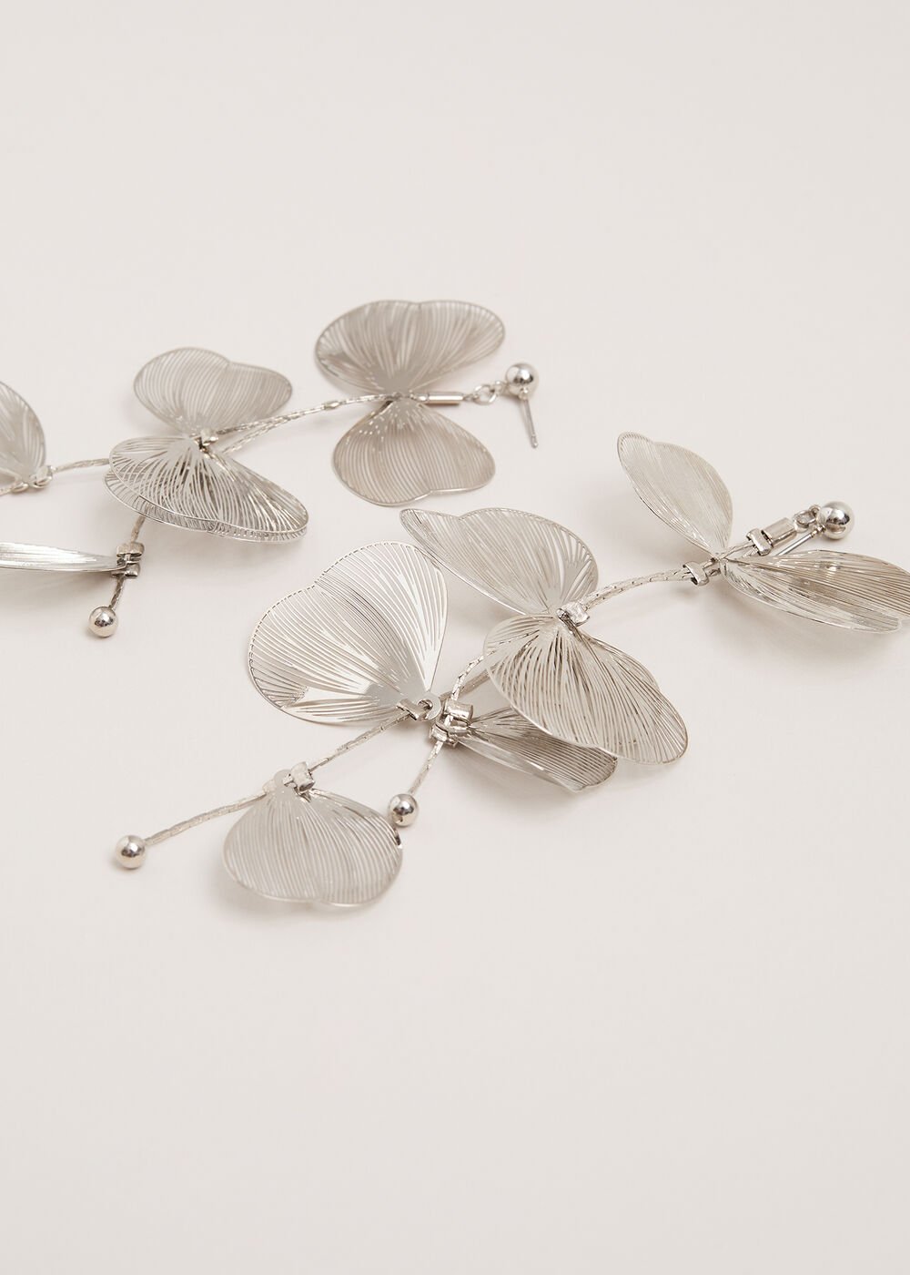 Petal Drop Earrings Silver