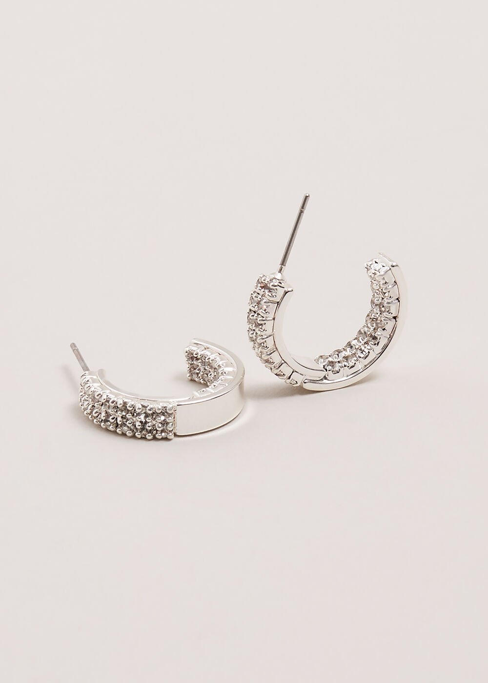 Crystal Mini Hoops Silver