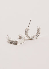 Crystal Mini Hoops Silver