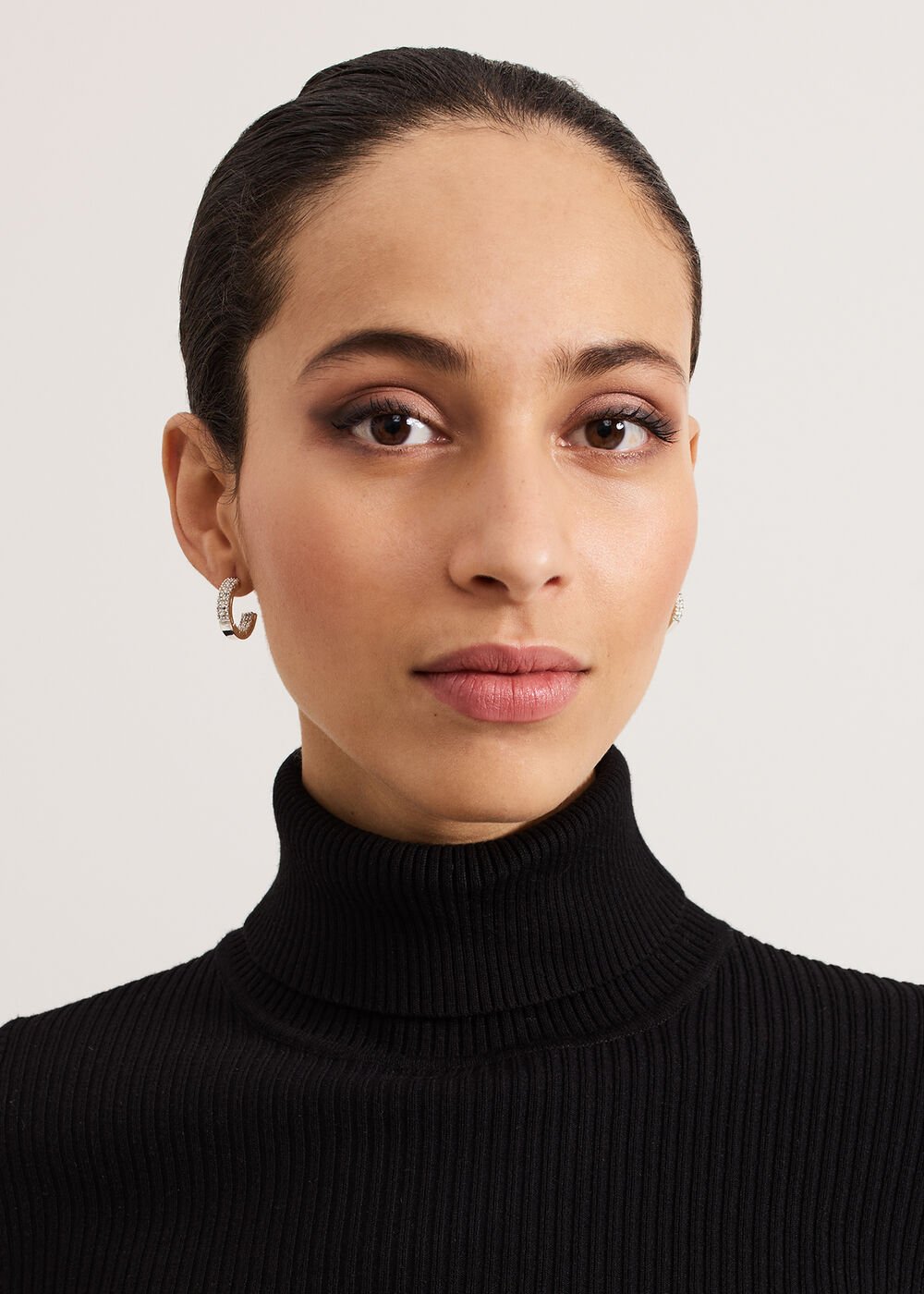 Crystal Mini Hoops Silver